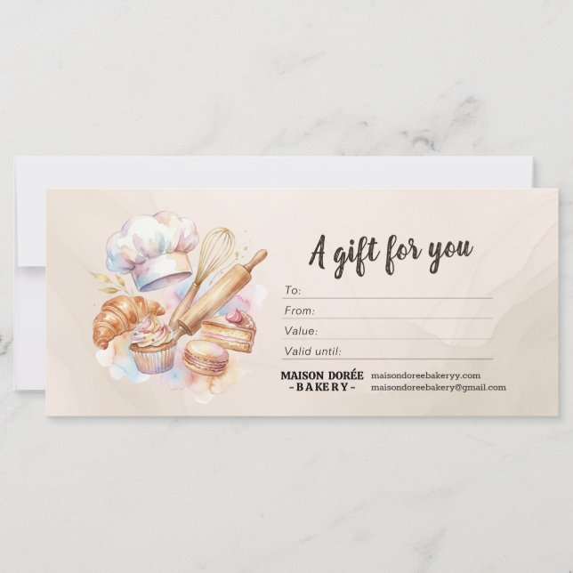 Certificat-cadeau pour pâtissier de boulangerie (Devant)