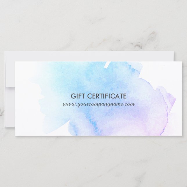 Certificat cadeau pour peinture bleu et violet (Devant)