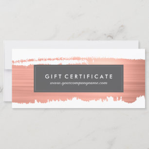 Certificat cadeau pour pinceau or Rose moderne