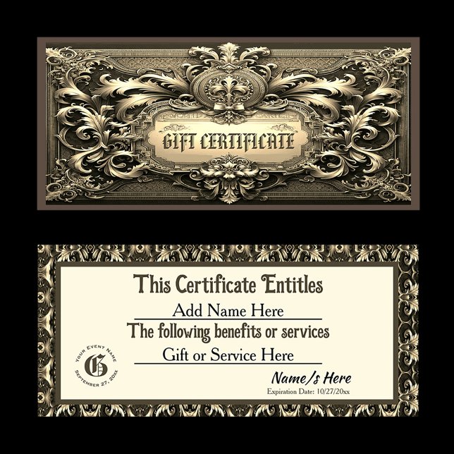 Certificat cadeau Pourcentage or (Gold Gift Certificate)