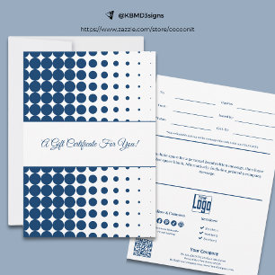 Certificat cadeau professionnel bleu blanc demi-to