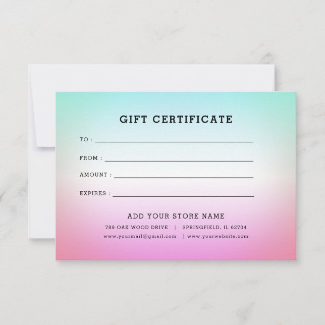 Certificat cadeau professionnel minimaliste avec l (Devant)