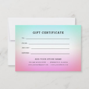 Certificat cadeau professionnel minimaliste avec l