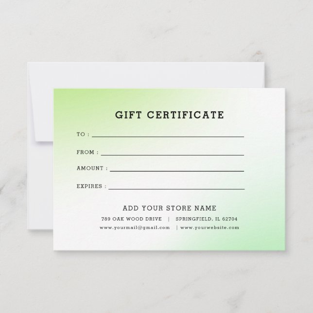 Certificat cadeau professionnel minimaliste avec l (Devant)