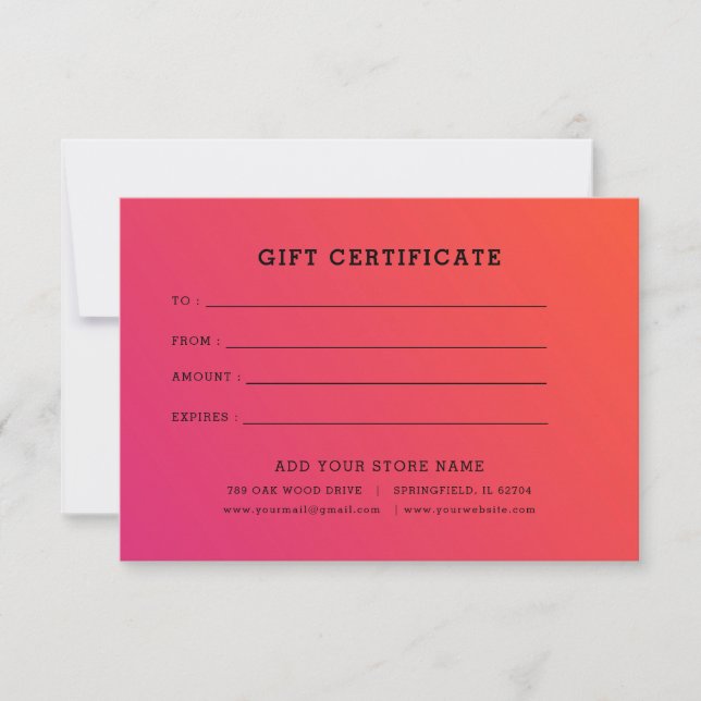 Certificat cadeau professionnel minimaliste avec l (Devant)