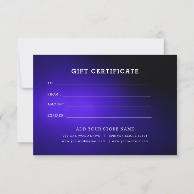 Certificat cadeau professionnel minimaliste avec l (Devant)