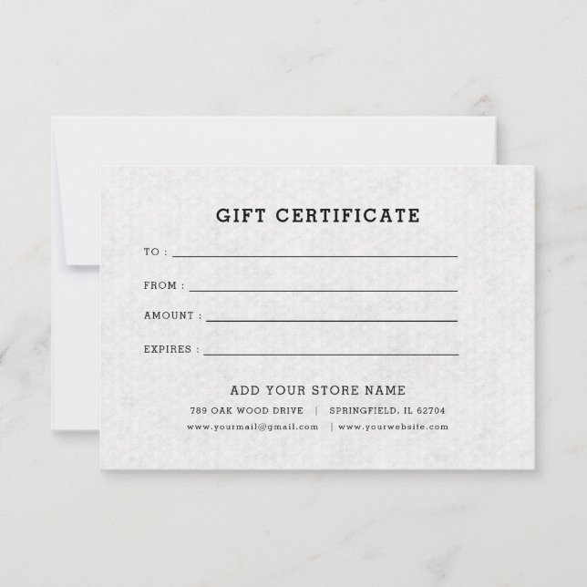Certificat cadeau professionnel minimaliste avec l (Devant)