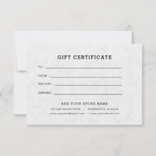 Certificat cadeau professionnel minimaliste avec l