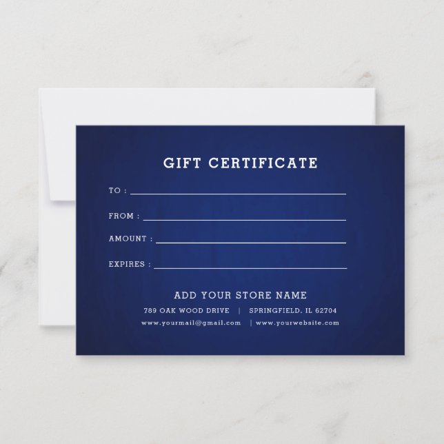 Certificat cadeau professionnel minimaliste avec l (Devant)