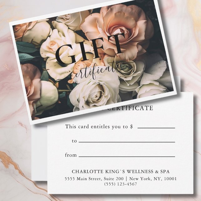 CERTIFICAT CADEAU PROFESSIONNEL | Moderne | Floral (BUSINESS GIFT CERTIFICATE | Modern | Floral |)