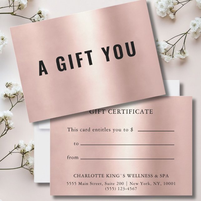 CERTIFICAT CADEAU PROFESSIONNEL | Rosegold (Personalized BUSINESS GIFT CERTIFICATE | rosegold. Modern minimal, luxury.)