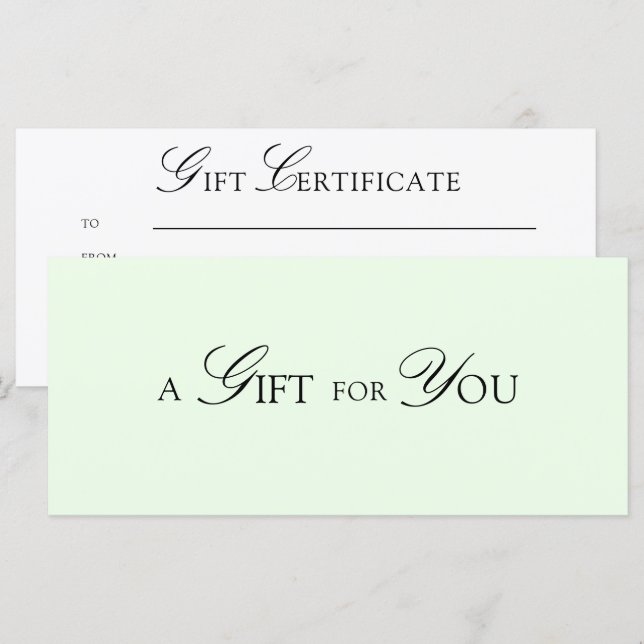 Certificat Cadeau QR Code Élégant Minimal Vert (Devant / Derrière)