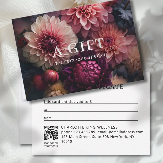 CERTIFICAT CADEAU QR CODE FLEURS MODERNES  (MODERN FLOWER BUSINESS QR CODE GIFT CERTIFICATE)