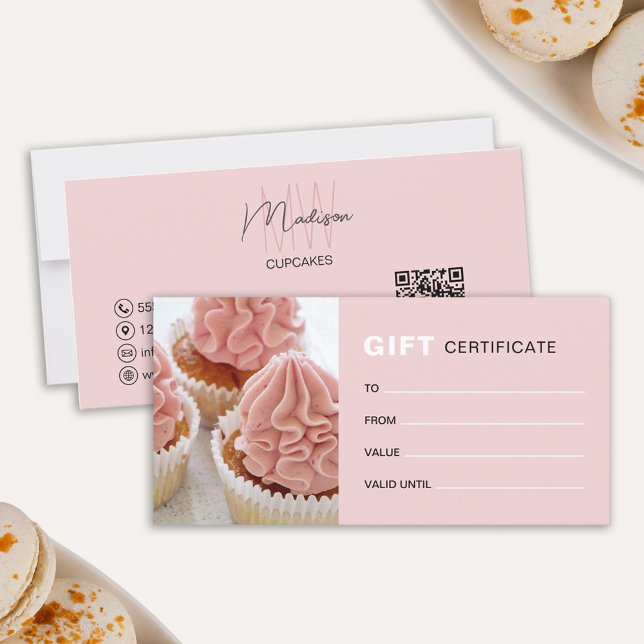 Certificat Cadeau QR Code Photo Monogramme Boulang (Bakery Monogram Photo QR Business Gift Certificate
)