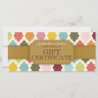 Certificat cadeau Quatrefoil marocain coloré