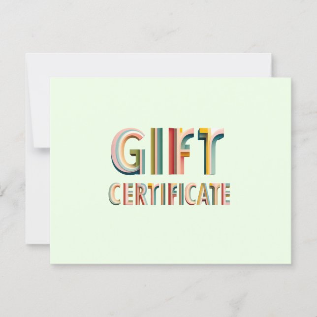 Certificat Cadeau Rétro Vintage Vert (Devant)