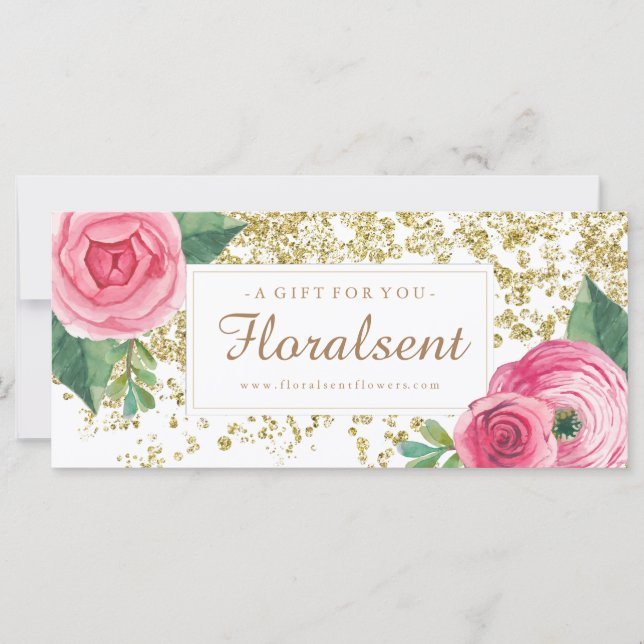 Certificat cadeau Rose Aquarelle personnalisable (Devant)