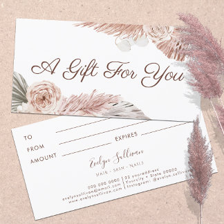 Certificat cadeau rose Boho