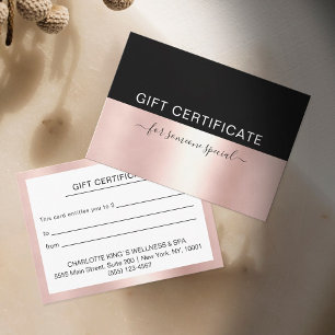 Certificat cadeau Rose de luxe Gold & Black