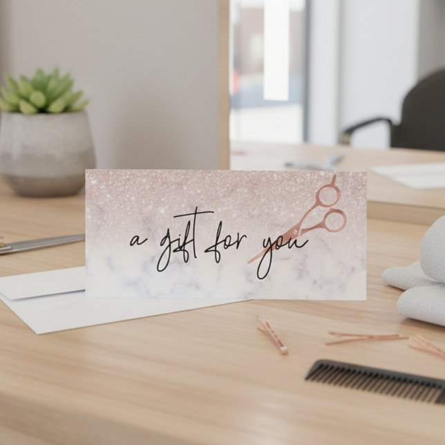 Certificat cadeau Rose en marbre or ciseaux cheveu (Créateur téléchargé)