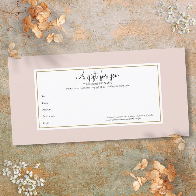 Certificat Cadeau Rose Gold Élégant (Elegant Rose Gold Gift Certificate)