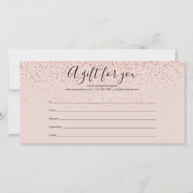 Certificat Cadeau Rose Gold Pailleté (Devant)