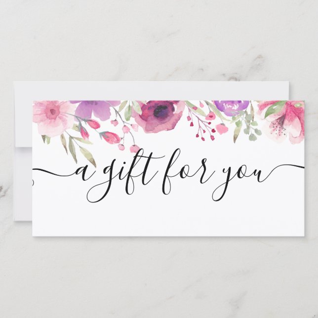 Certificat Cadeau Roses Aquarelle (Devant)