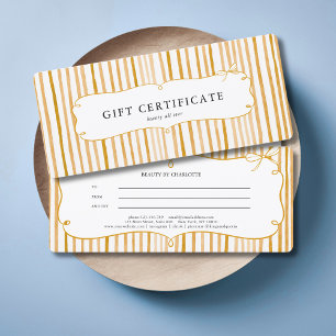 Certificat Cadeau Ruban Vintage Rayure Blanche Jau