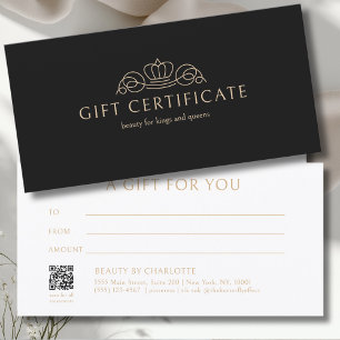 Certificat Cadeau Salon Couronne Élégante Noir Bei