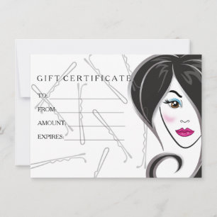 Certificat cadeau salon de coiffure pour fille