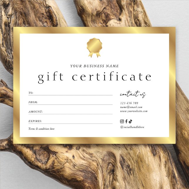 Certificat Cadeau Salon Glam Gold Effect Moderne (Créateur téléchargé)