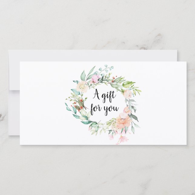 Certificat Cadeau Script Couronne Fleurie de Roses (Devant)