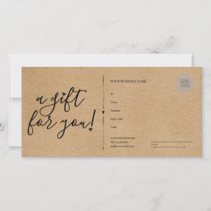 Certificat Cadeau Script Hearts Kraft Rustique