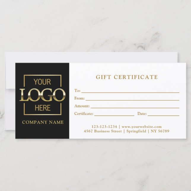 Certificat cadeau simple Black Business Logo Moder (Devant)