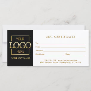 Certificat cadeau simple Black Business Logo Moder