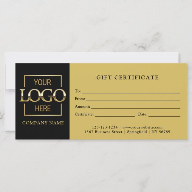 Certificat cadeau simple Black Business Logo Moder (Devant)