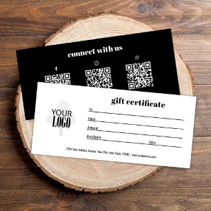Certificat-cadeau simple code QR Logo 