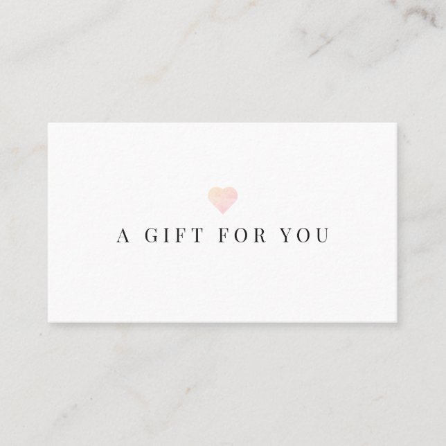 Certificat cadeau simple Coeur rose blanc (Devant)