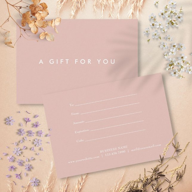 Certificat cadeau simple Elegant Girly Rose (Simple Elegant Girly Pink Gift Certificate)