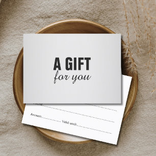 Certificat Cadeau Simple Élégant Noir Faux Argent