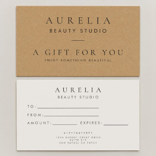 Certificat Cadeau Simple en Papier Kraft Minimal