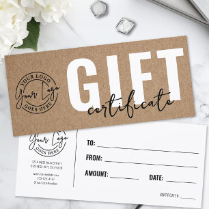 Certificat Cadeau Simple en Papier Kraft pour Entr