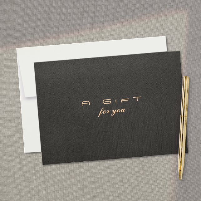 Certificat cadeau simple et élégant Faux Linen (black linen image background gift certificate)