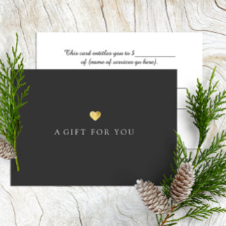 Certificat cadeau simple et élégant Gold Heart