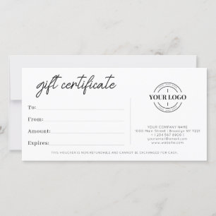 Certificat cadeau simple minimaliste pour petites