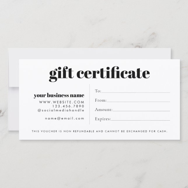 Certificat cadeau simple minimaliste pour petites  (Dos)