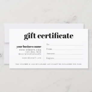 Certificat cadeau simple minimaliste pour petites