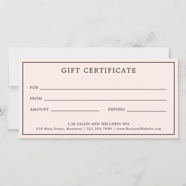 Certificat cadeau simple Monogram Pink Blush (Devant)