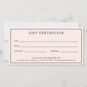 Certificat cadeau simple Monogram Pink Blush