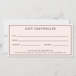 Certificat cadeau simple Monogram Pink Blush